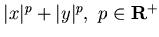 $\vert x\vert^p
+\vert y\vert^p , 
p\in{\bf R}^+$