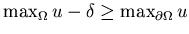 $\varepsilon dist (x_0, \partial\Omega)^2 =\varepsilon\min_{\partial\Omega}\vert x_0 -x\vert^2 \le \delta$