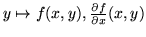 $\left\vert \frac {\partial f}{\partial x} (x^\prime,y)\right\vert \le g(y)$