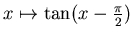 $x\mapsto \tan (x -\frac{\pi}2 )$